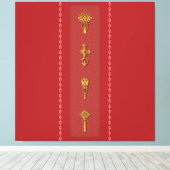 Ethiopian Orthodox Crosses – Gold on Red Leinwanddruck (Insitu (Holzboden))