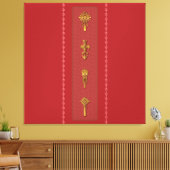 Ethiopian Orthodox Crosses – Gold on Red Leinwanddruck (Insitu (Wohnzimmer))