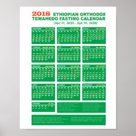 Ethiopian Orthodox Fasting Calendar 2018 Poster