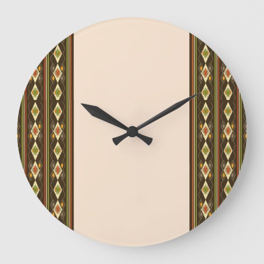 Ethiopian Tebeb Pattern Große Wanduhr (Vorderseite)
