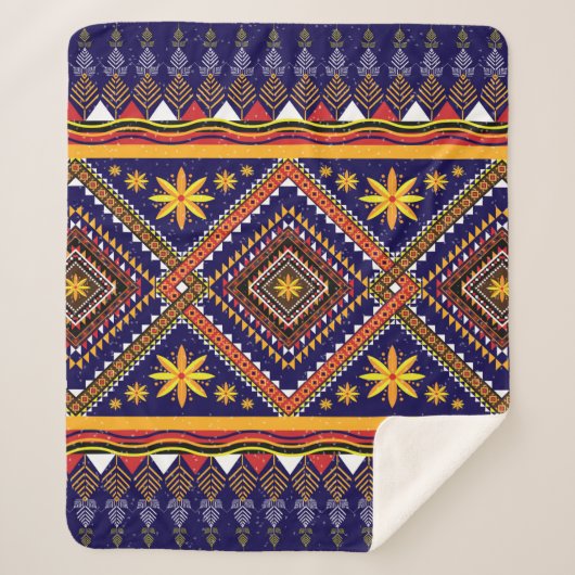 Ethisch-orientalisches Ikat-Muster Sherpadecke (Vorderseite)
