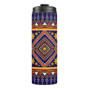 Ethisch-orientalisches Ikat-Muster Thermosbecher