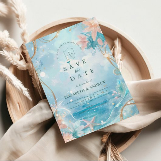 Ethische Ozean-Licht-Hochzeit Save The Date