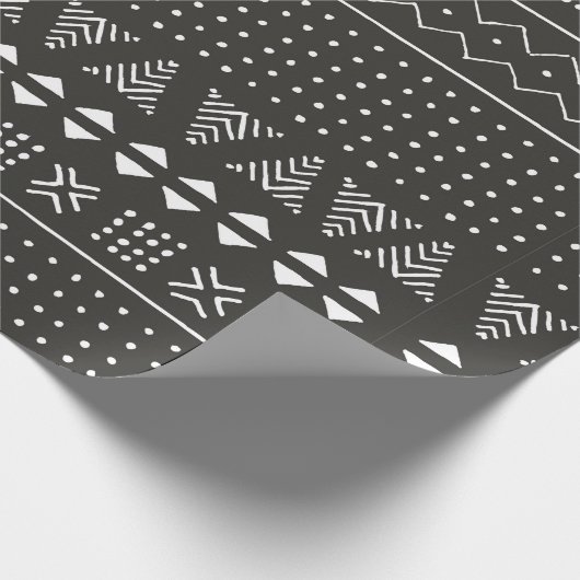 Ethische Struktur der Stämme Schwarz/Weiß mit geom Geschenkpapier (Ecke)