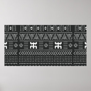 Ethische Struktur der Stämme Schwarz/Weiß mit geom Poster