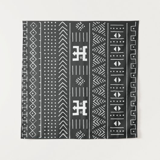 Ethische Struktur der Stämme Schwarz/Weiß mit geom Wandteppich (Vorderseite (Horizontal))