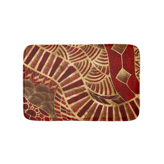 Ethische Tribal Ornament Red and Gold Badematte (Vorderseite)