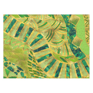 Ethische Tribal-Ornamente - Grüntöne und Gold Tischdecke