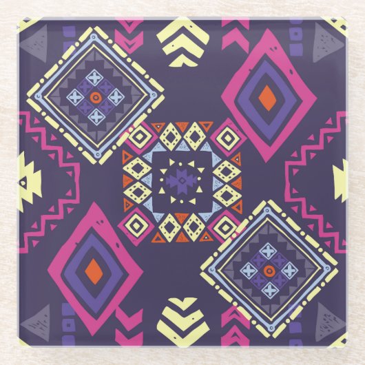 Ethischer, primitiver geometrischer Hintergrund de Glasuntersetzer (Vorderseite)