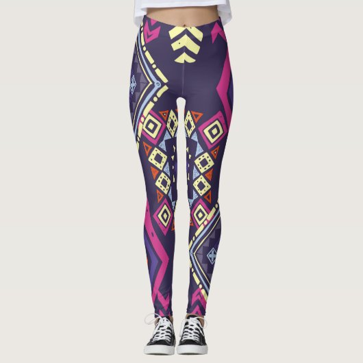 Ethischer, primitiver geometrischer Hintergrund de Leggings (Vorderseite)
