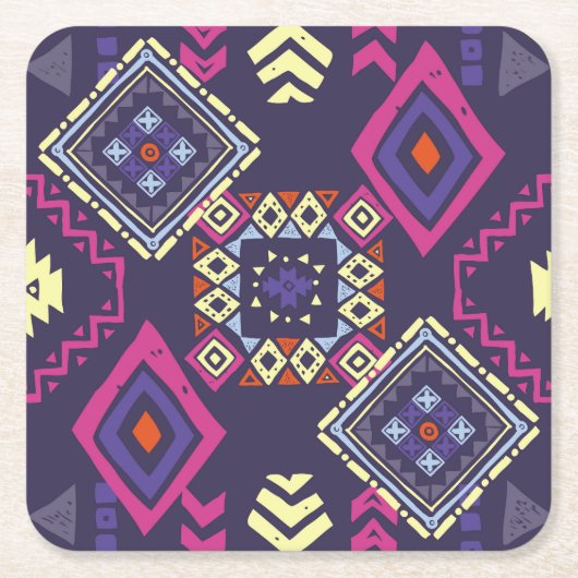 Ethischer, primitiver geometrischer Hintergrund de Rechteckiger Pappuntersetzer (Vorderseite)