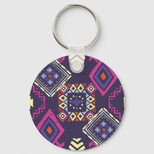 Ethischer, primitiver geometrischer Hintergrund de Schlüsselanhänger