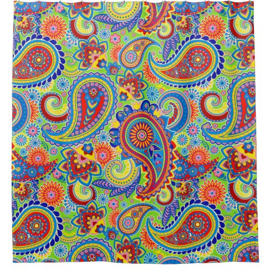 Ethisches farbiges Paisley Nahtloses Muster Duschvorhang (Vorderseite)