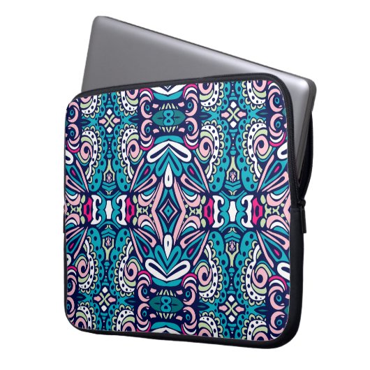 Ethisches Flickwerk. Abstraktes geometrisches Mosa Laptopschutzhülle (Vorderseite Links)
