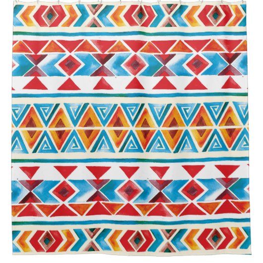 Ethisches geometrisches Muster der Wasserfarbe. Duschvorhang (Vorderseite)