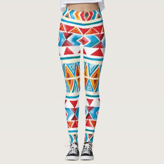 Ethisches geometrisches Muster der Wasserfarbe. Leggings (Vorderseite)