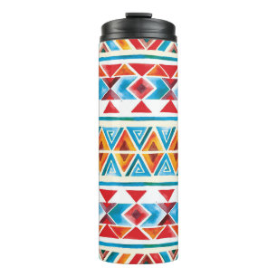 Ethisches geometrisches Muster der Wasserfarbe. Thermosbecher