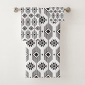 Ethisches geometrisches Schwarzweißmuster Badhandtuch Set (Insitu)