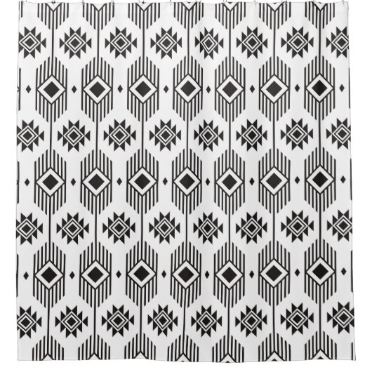 Ethisches geometrisches Schwarzweißmuster Duschvorhang (Vorderseite)