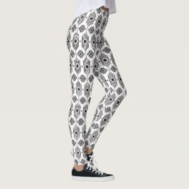 Ethisches geometrisches Schwarzweißmuster Leggings