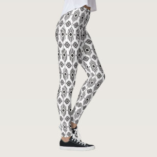 Ethisches geometrisches Schwarzweißmuster Leggings