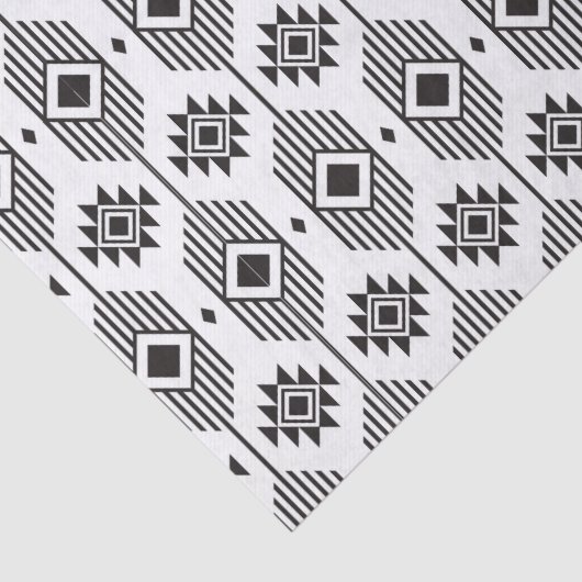 Ethisches geometrisches Schwarzweißmuster Seidenpapier (Detail)