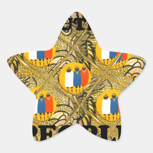 Ethnic African Art Design Print: Schöne Menschen Stern-Aufkleber (Vorderseite)