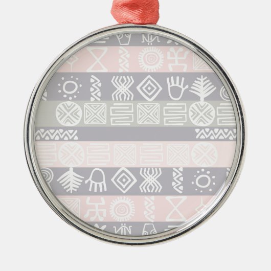 Ethnic African Boho Design Silbernes Ornament (Vorne)