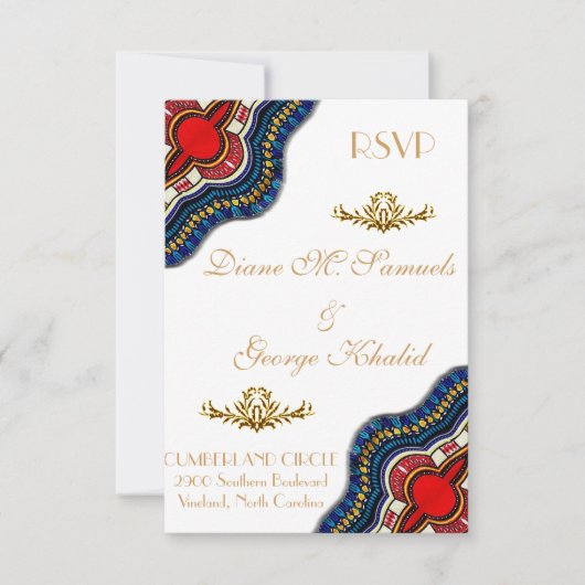 Ethnic African Dashiki Lace Wedding Party Cards RSVP Karte (Vorderseite)