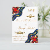 Ethnic African Dashiki Lace Wedding Party Cards RSVP Karte (Stehend Vorderseite)