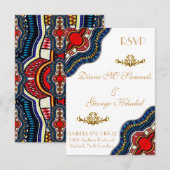 Ethnic African Dashiki Lace Wedding Party Cards RSVP Karte (Vorne/Hinten)
