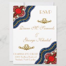 Ethnic African Dashiki Lace Wedding Party Cards RSVP Karte