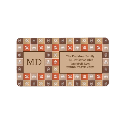 Ethnic African Style Geometric Adinkra Simbols Adressaufkleber (Vorne)