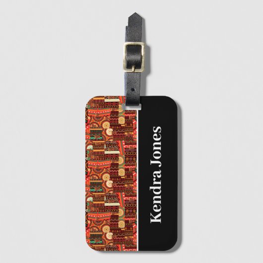 Ethnic Afrocentric Kente Tribal Muster Luggage Gepäckanhänger (Vorderseite Vertikal)