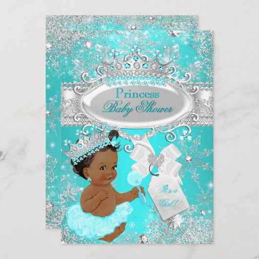 Ethnic Aqua Wonderland Princess Baby Dusche Einladung (Vorne/Hinten)