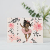 Ethnic Baby Ballerina Watercolor Wreath UAWG RSVP Karte (Stehend Vorderseite)