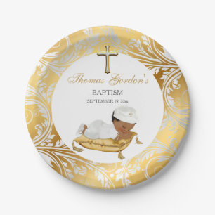 Ethnic Baby Boy Christening Taufe Gold Silver Pappteller