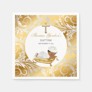 Ethnic Baby Boy Christening Taufe Gold Silver Serviette