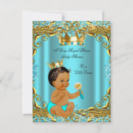 Ethnic Baby Dusche Prince Gold Aquamarin Aqua Einladung
