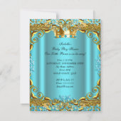 Ethnic Baby Dusche Prince Gold Aquamarin Aqua Einladung (Rückseite)