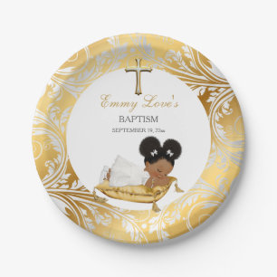 Ethnic Baby Girl Christening Taufe Gold Silver Pappteller