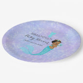 Ethnic Baby Girl Mermaid Princess Lila Türkis Pappteller (Schrägansicht)