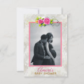 Ethnic Baby Girl Pink & Gold Elegantes Foto Dankeskarte (Rückseite)