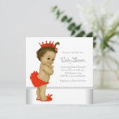 Ethnic Baby Girl Shower Red Einladung (Stehend Vorderseite)