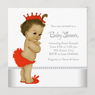 Ethnic Baby Girl Shower Red Einladung