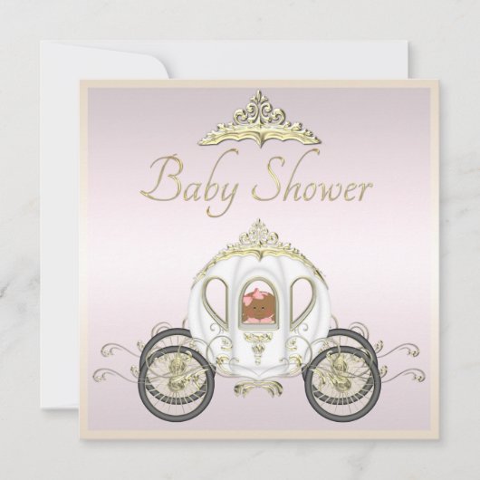 Ethnic Baby in Princess Coach Babydusche Einladung (Vorderseite)