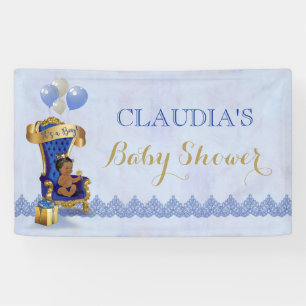 Ethnic Baby Little Prince Gold Crown Royal Blue Banner
