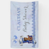 Ethnic Baby Little Prince Silver Crown Royal Blue Banner (Vertikal)