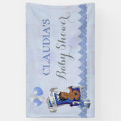 Ethnic Baby Little Prince Silver Crown Royal Blue Banner (Vertikal)