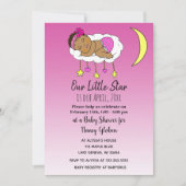 Ethnic Baby on Cloud and Moon Girl's Baby Shower Einladung (Vorderseite)